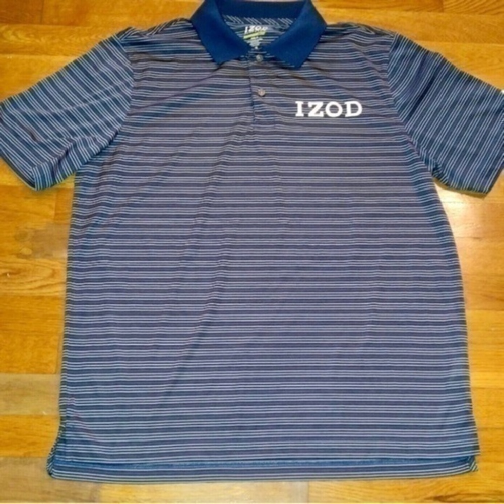 IZOD MEN’S T-SHIRT BLUE LIGHT BLUE AND GREY STRIPES SIZE L OR XL
